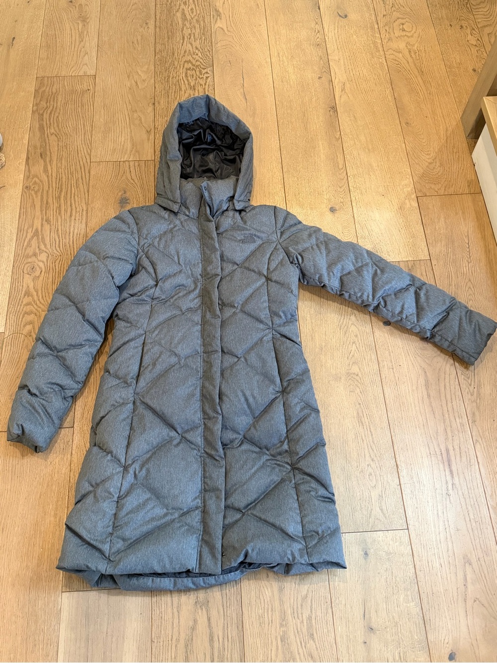 Women’s Northface Hooded Quilted Long Puffer Coat - Gray